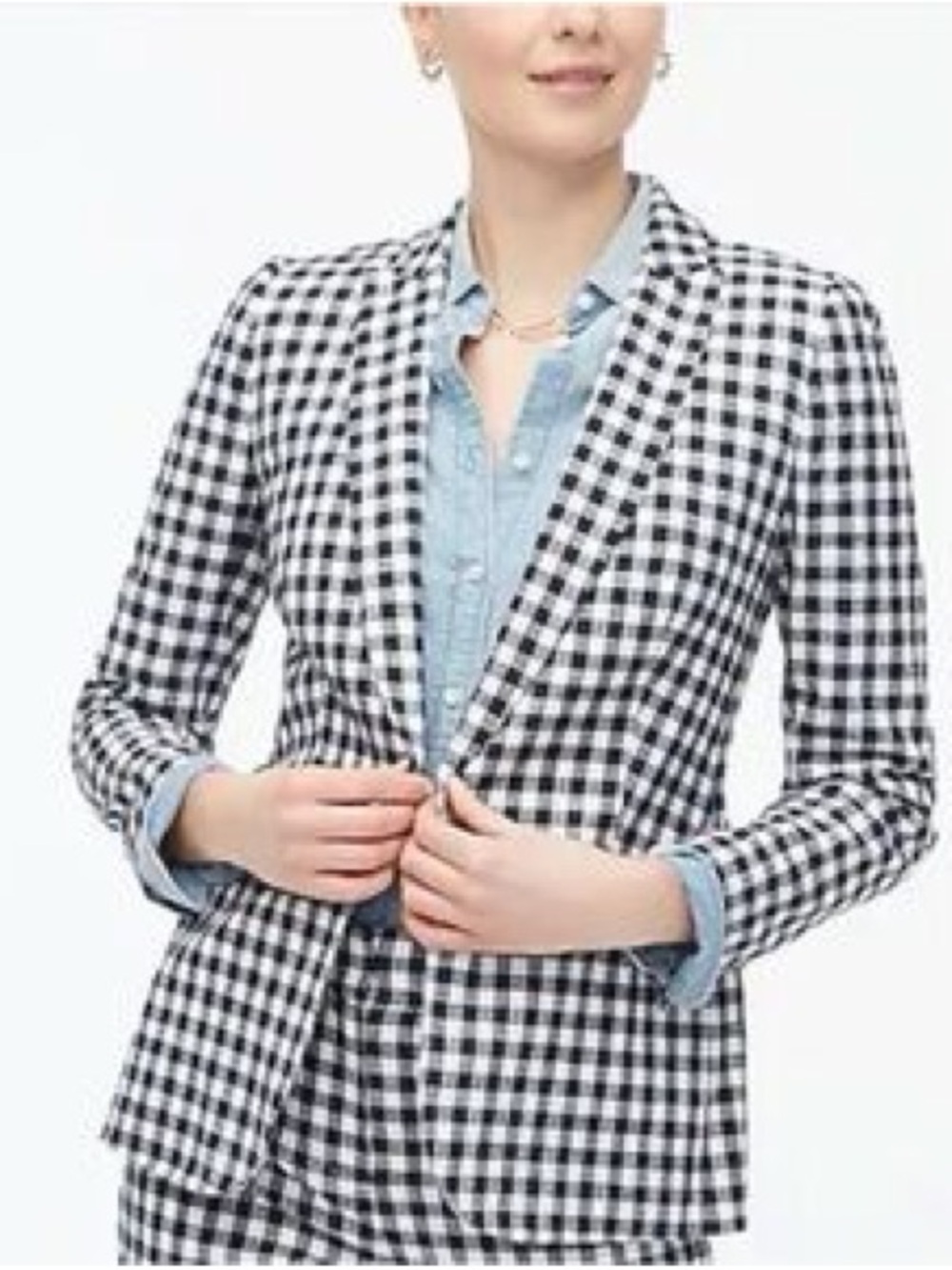 J. Crew Black and White Gingham Blazer